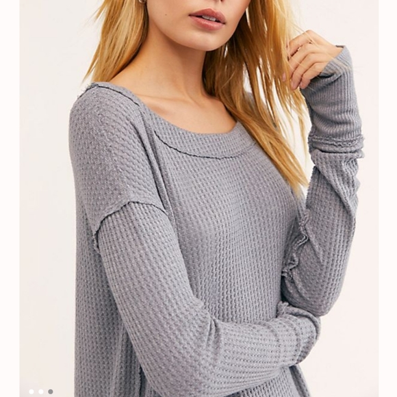 Free People North Shore Thermal Long Sleeve Gray - Picture 2 of 8